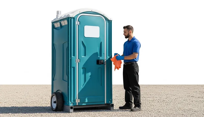Porta potty outside a residential home remodel